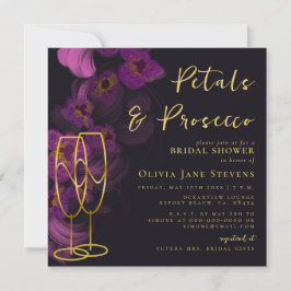 Invitación Moody Purple Orchids Pétalos Prosecco Ducha Bridal