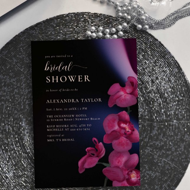 Invitación Moody Purple Orquid Elegant Moderno Ducha Bridal (Subido por el creador)