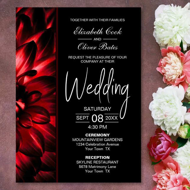Invitación Moody Red Floral Boda (Subido por el creador)