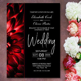 Invitación Moody Red Floral Wedding