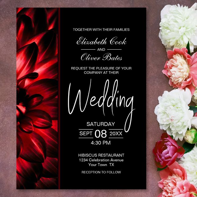 Invitación Moody Red Floral Wedding (Subido por el creador)