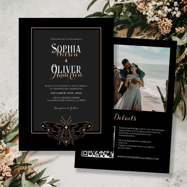 Invitación Moody Romántico Gótico en un solo Boda (Subido por el creador)