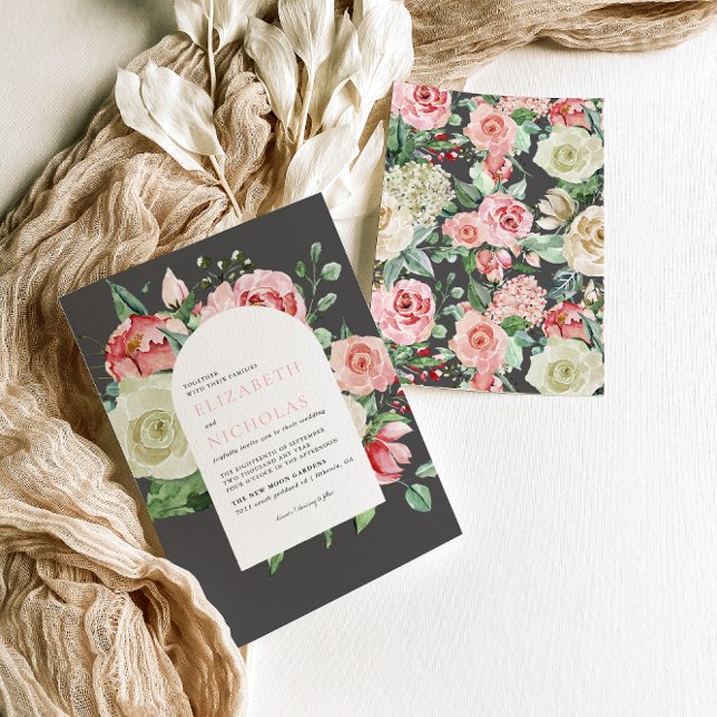 Invitación Moody Rosa | Boda Romántico de Primavera Floral (Subido por el creador)