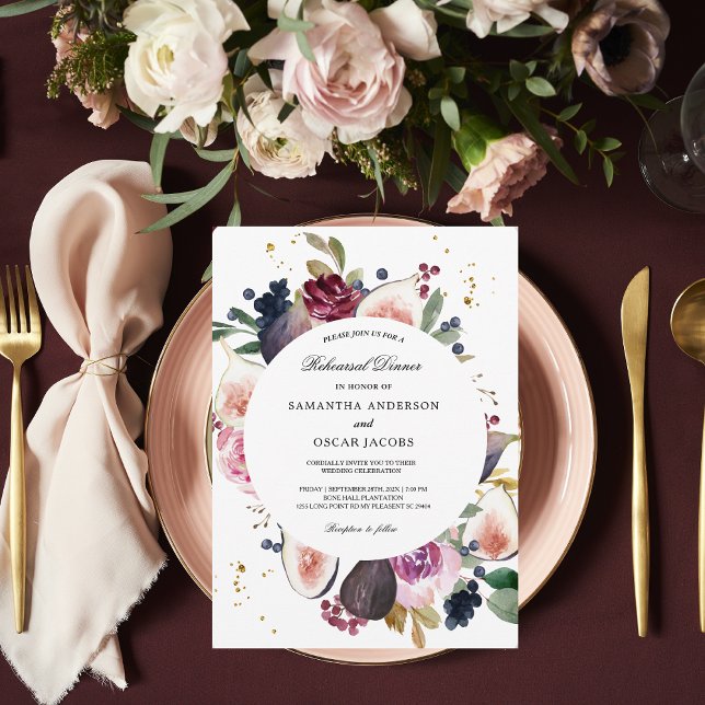 Invitación Moody & Rustic Burgundy Floral & Berry Frame (Subido por el creador)