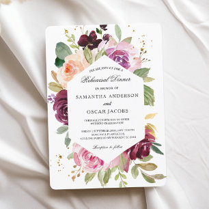 Invitación Moody & Rustic Burgundy Watercolor Floral Frame
