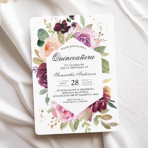 Invitación Moody & Rustic Burgundy Watercolor Floral Frame