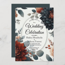 Invitación Moody Rustic Fall Florals Wedding