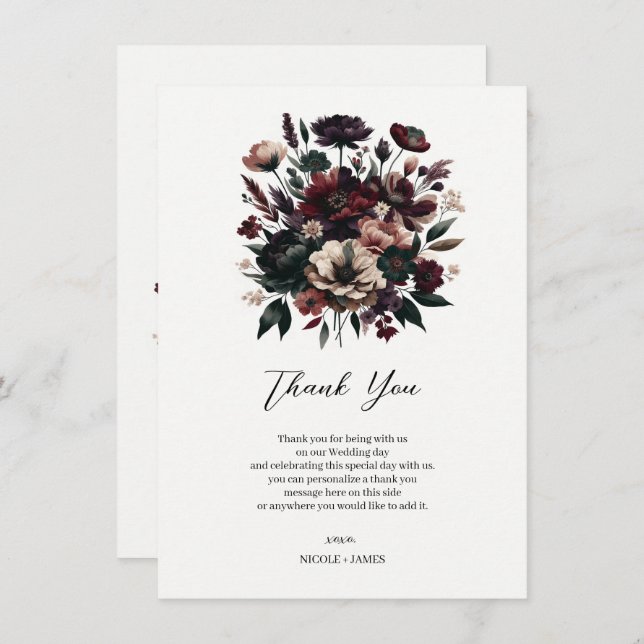 Invitación Moody Rustic Garden Florals Boda bohemio (Anverso / Reverso)