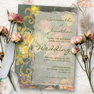 Invitación Moody Vintage Boda de reactivación de rococo flora