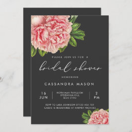 Invitación Moody Vintage Pink Peony Shower