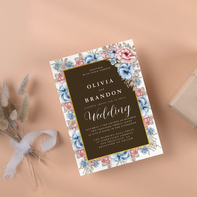 Invitación Moody Watercolor Floral Rústico Boda (Subido por el creador)