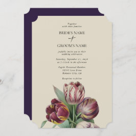 Invitación Moody Watercolor Púrpura Tulipano Boda Simple