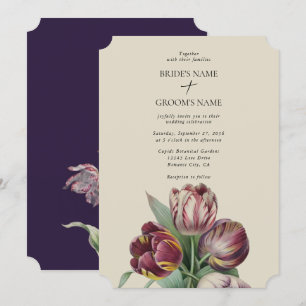 Invitación Moody Watercolor Púrpura Tulipano Boda Simple