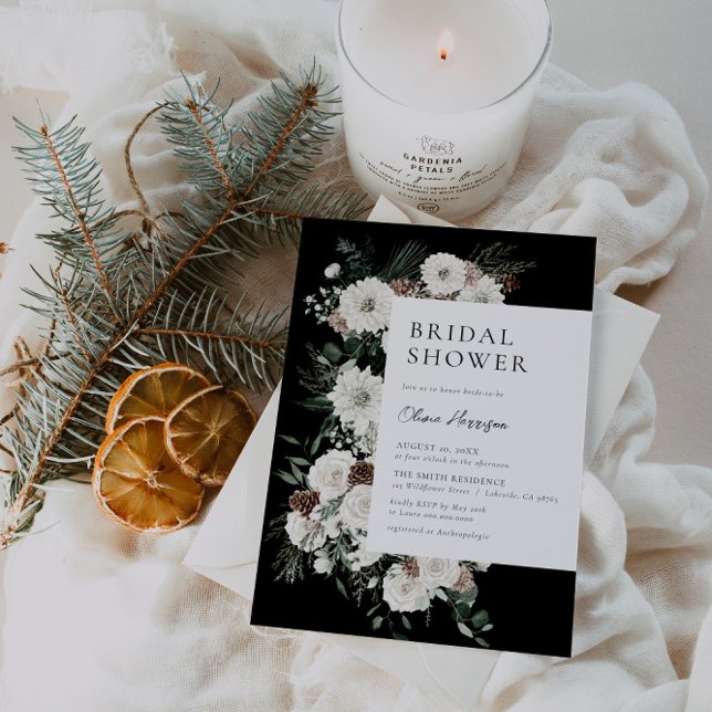 Invitación Moody Winter Floral Bridal Shower (Subido por el creador)