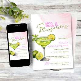 Invitación MooMoos y Margaritas Fiesta de Despedida Rosa