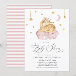 Invitación Moon and Stars Animal Giraffe Chica Rosa Baby Show
