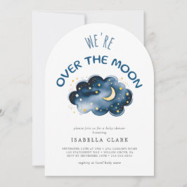 Invitación Moon and Stars Baby Shower We're Over the Moon