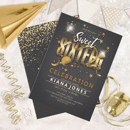 Invitación Moon and Stars Sweet 16 Gold/Blk ID788