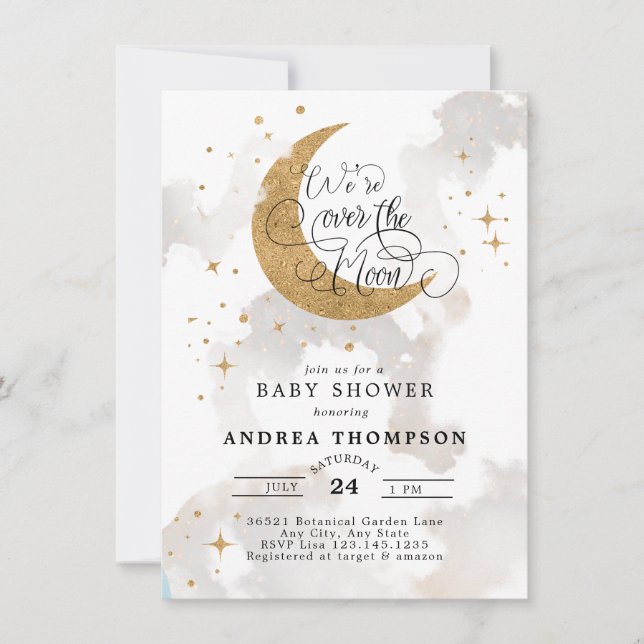 Invitación Moon Baby Shower (Anverso)