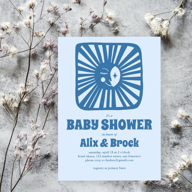 Invitación Moon Glow Boho Modern Cute Personalizado Baby Show (Moon Glow Boho Modern Cute Custom Baby Shower Invitation
)