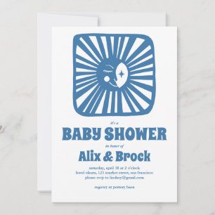 Invitación Moon Glow Boho Moderno Personalizado Cute QR Baby