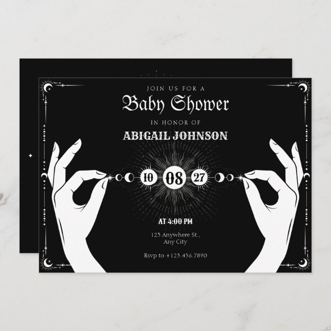 Invitación Moon mística magia mano ducha bebé (Anverso / Reverso)