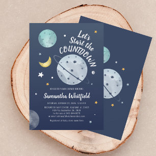 Invitación Moon moderna de la cuenta atrás del espacio exteri