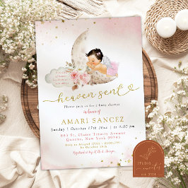 Invitación Moon Pink Boho Chica mexicano Angel Baby Shower