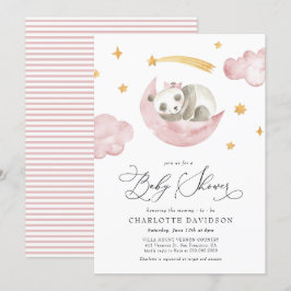 Invitación Moon & Stars Baby Animal Pink Chica Baby Shower