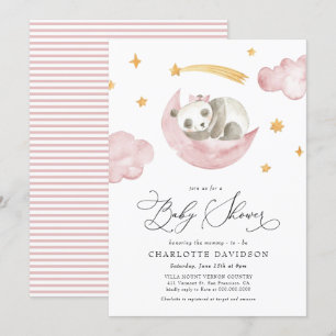 Invitación Moon & Stars Baby Animal Pink Chica Baby Shower
