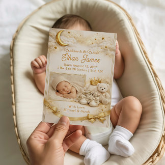 Invitación Moon Stars Baby Boy Announcement