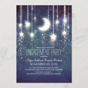 Invitación Moon Stars & String Lights Engagement Party