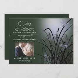 Invitación Moonlight Dragonfly de Sage Green Glow Engagement