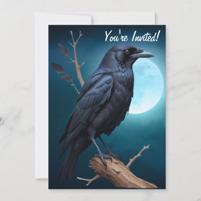 Invitación Moonlight Raven Halloween (Anverso)