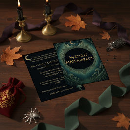 Invitación Moonlit Masquerade Elegant Halloween Invitation