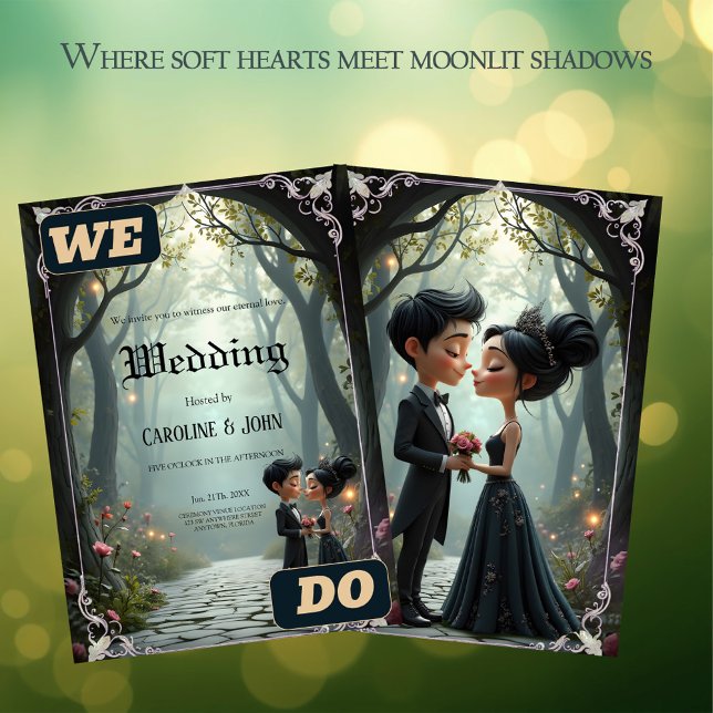 Invitación Moonlit Vows – A Cute Gothic Wedding Moment.  (Subido por el creador)