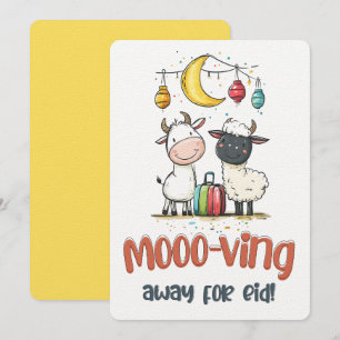 Invitación Mooo-ving Away para Eid   Cow y Sheep Pun divertid