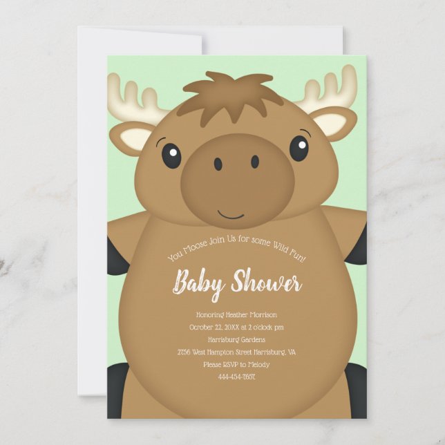 Invitación Moose Baby Shower (Anverso)
