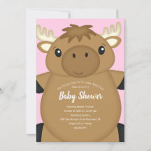 Moose Baby Shower Pink