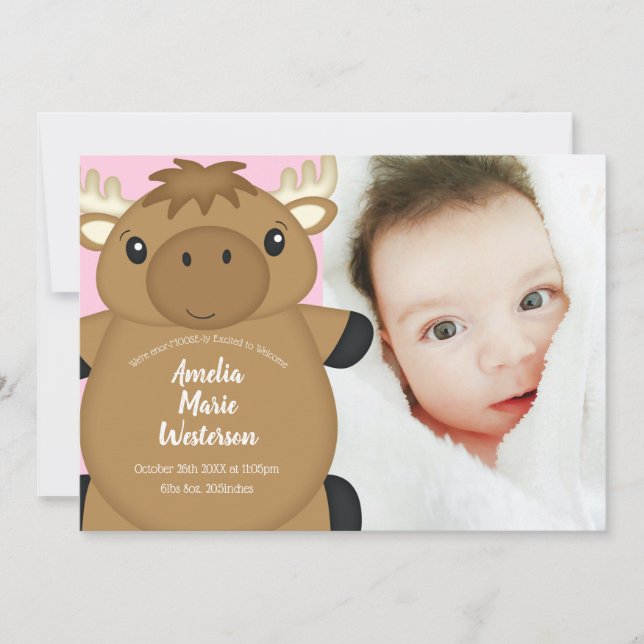 Invitación Moose Baby Shower Woodland (Anverso)