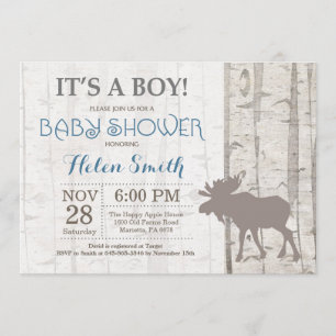 Invitación Moose Boy Baby Shower invita a un bosque rústico