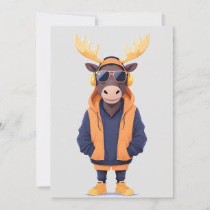 Invitación Moose Con Hoodie Funny Carácter Animal De Guay
