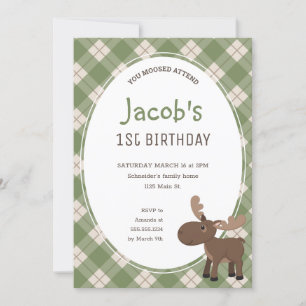 Invitación Moosed asiste al cumpleaños de Moose Woodland Chil
