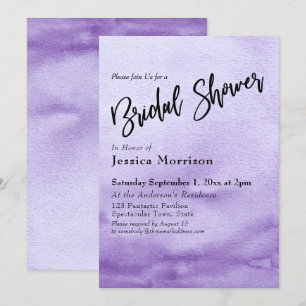 Invitación Morada acuarela Ombre Bridal Shower