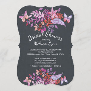 Invitación Morada Mariposa Floral Caída Británica Ducha