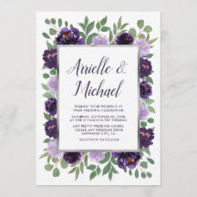 Morada Plata Floral acuarela Eucalyptus Boda