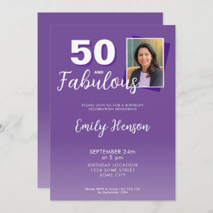 Invitación Morado 50 y fabulosa fiesta de cumpleaños 50
