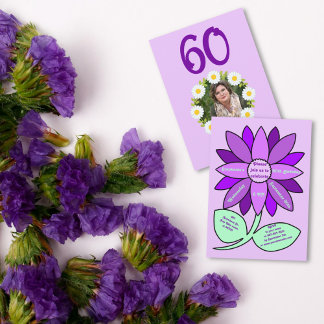 Invitación Morado 60 cumpleaños Sencillo Girasol Púrpura