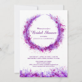 Invitación Morado acuarela arte salpicar ducha de novia invit