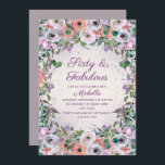 Invitación Morado acuarela Floral 60 Fabuloso cumpleaños<br><div class="desc">Hermosa y elegante acuarela rosa y púrpura lila floral botánica Sesty y Fabulosa invitación de cumpleaños 60 para mujeres. Personalizar tus invitaciones usando la herramienta de diseño de Zazzle. Póngase en contacto con nosotros para obtener ayuda sobre la personalización o para solicitar productos coincidentes.</div>